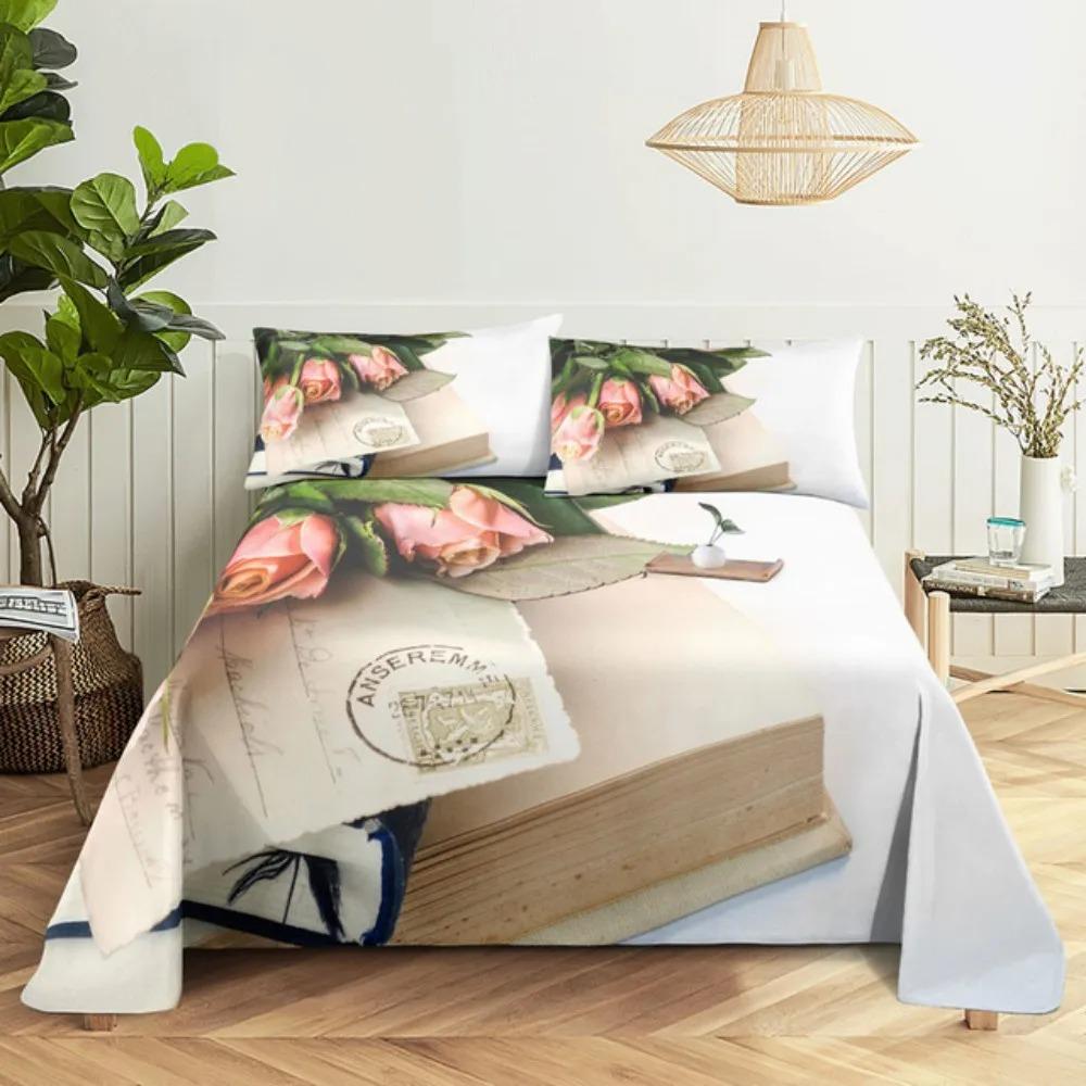 Custom Flower Red Rose Comfortable Duvet Quilt Cover Pillowcase Bedding Set Children Bedroom Decoration Home Textile