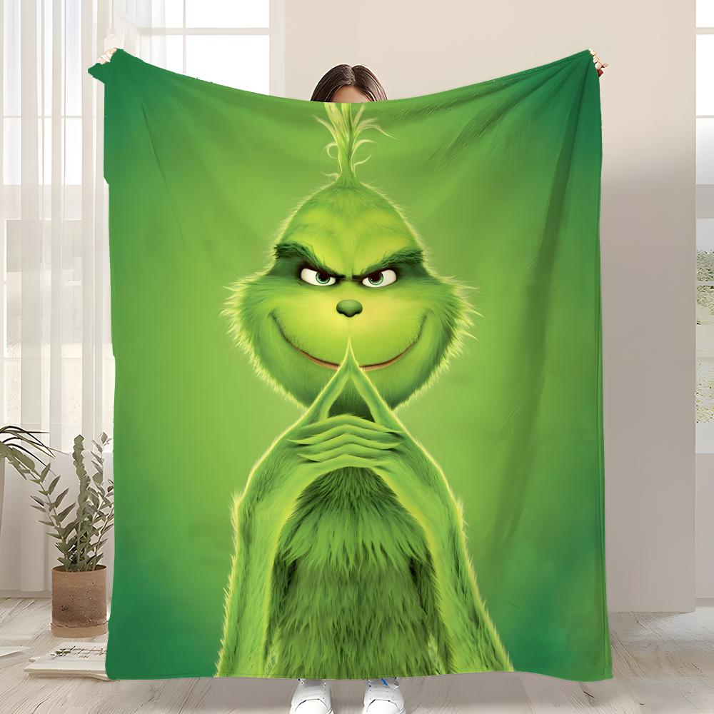 Movie Christmas Green The GrinchS Throw Soft Coral Fleece Blanket 310gsm Fluffy Warm Throw for Sofa Bed Couch Bedroom Decor