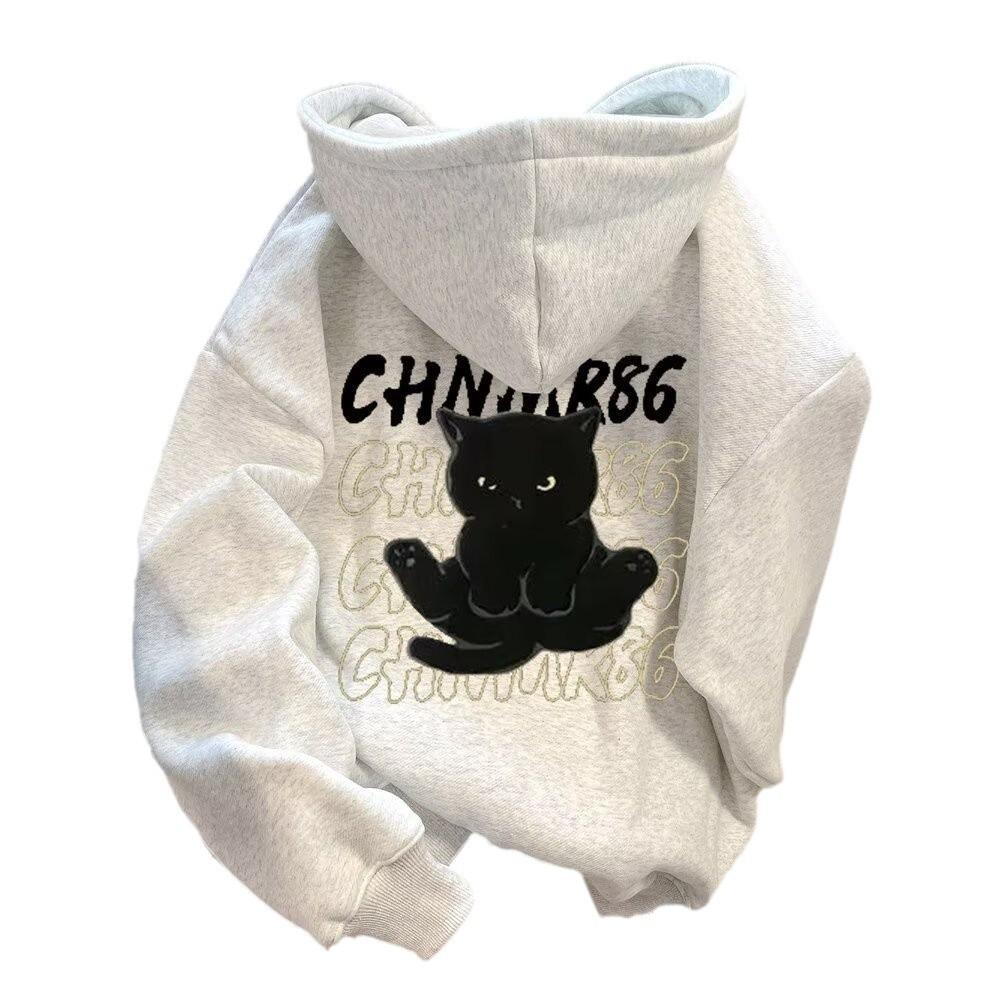 Women Men Hoodies Cat Sweater Men's Hooded Autumn and Winter Loose Tide Brand Letter Printing All-match Couple Jacket