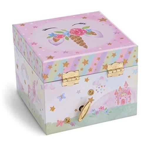 Boîte À Bijoux Musicale - Jewelkeeper - Licorne - Tiroir De Rangement - Miroir En Cœur - Tissu Doux