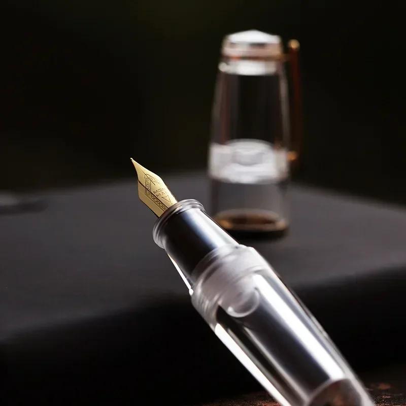 MAJOHN Q3 Short Fountain Pen Color Transparent Cute with Gold Plated Point Exquisite Small Fat Pens Stationery Supplies