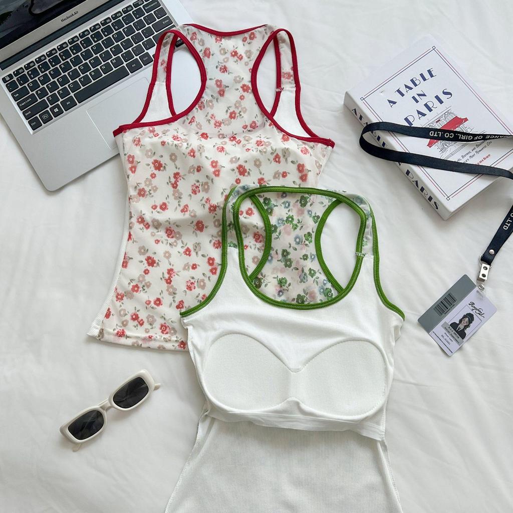 Damen American Spicy Girl Mesh Tanktop mit Brustpolster - Schlanke Sommerbekleidung