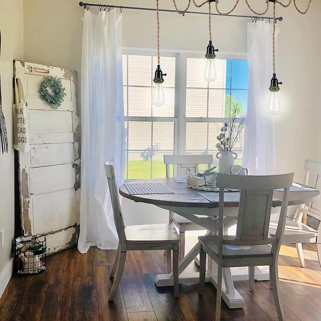 Vintage verdrehtes Hanfseil Hängeleuchten-Set mit 3 Fassungen, Stecker-Hängeleuchten-Set, Pendelleuchten-Kabel-Set-Montage mit Ein-/Ausschalter für Pendel