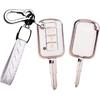 HIBEYO Key Fob Cover for Mitsubishi Eclipse CROSS Outlander SPORT Mirage G4 Lancer 2016-2021 Key Case Cover for Mitsubishi Accessories with Keychains
