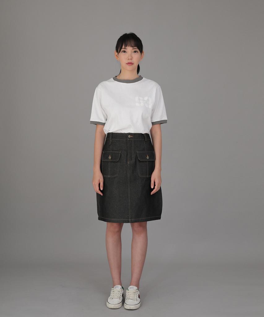 Seinteukeulu Fb Cover Pocket Elastic Skirt Fcm-1307 Black Denim Brs