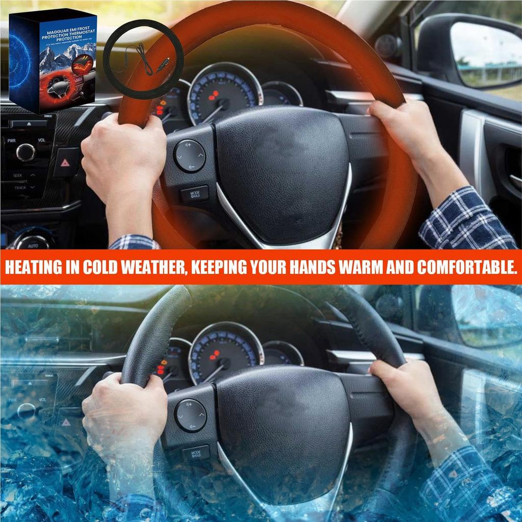 Car Heated Steering Wheel Cover with Heater, 12 V, Electric Heat, 14.6 - 15.0