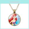 Ariel Little Mermaid Necklace Cartoon Princess Pendant Time Gemstone Jewelry