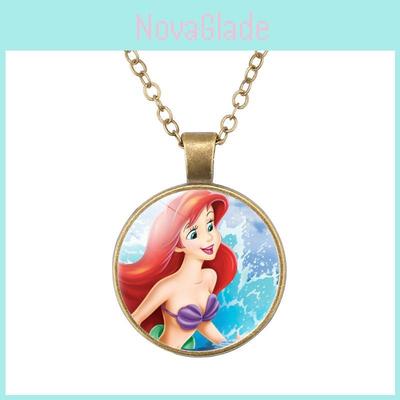 Ariel Little Mermaid Necklace Cartoon Princess Pendant Time Gemstone Jewelry
