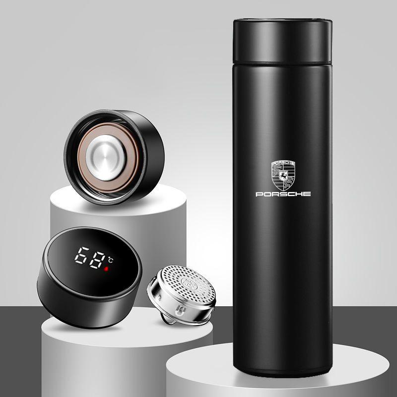 

Car Smart Thermos Bottle Portable Temperature Display Coffee Cup For Porsche Cayenne Panamera Macan 911 Taycan Boxster Cayman