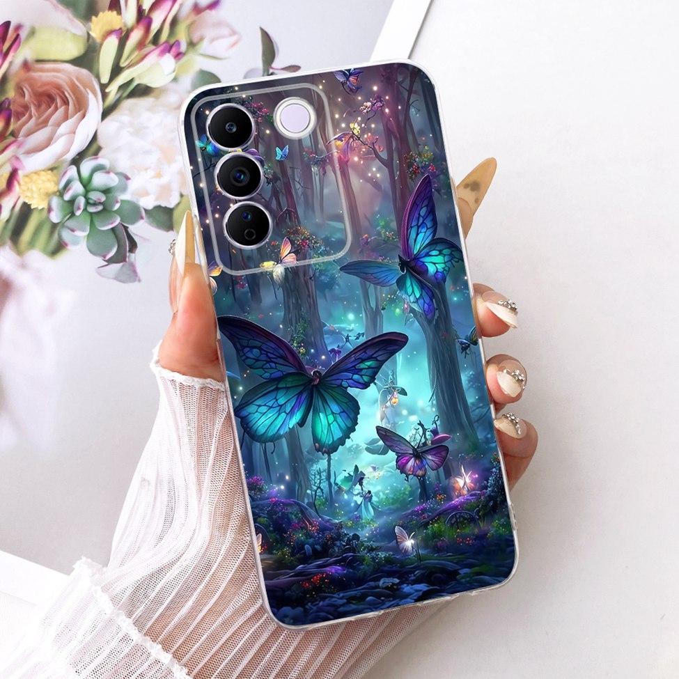 Transparent Cover For Vivo S16e 5G Case V2239A Cute Cat Fashion Butterfly Funny Painted Casing For VivoS16e 5G