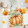 Pumpkin Eucalyptus Leaves Fall Table Runner, Autumn Thanksgiving Kitchen Table Decorations for Home Party Decor (Pumpkin 2, 13x72 inches)