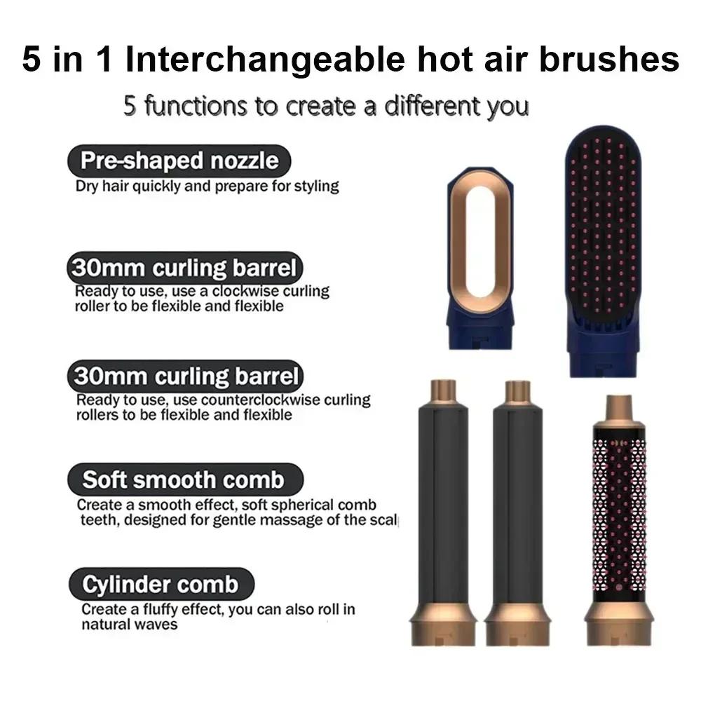 Professional 5 In 1 Hair Dryer Hot Comb Set Curling Iron Hair Straightener Styling Tools Super Airwrap Negative Ions