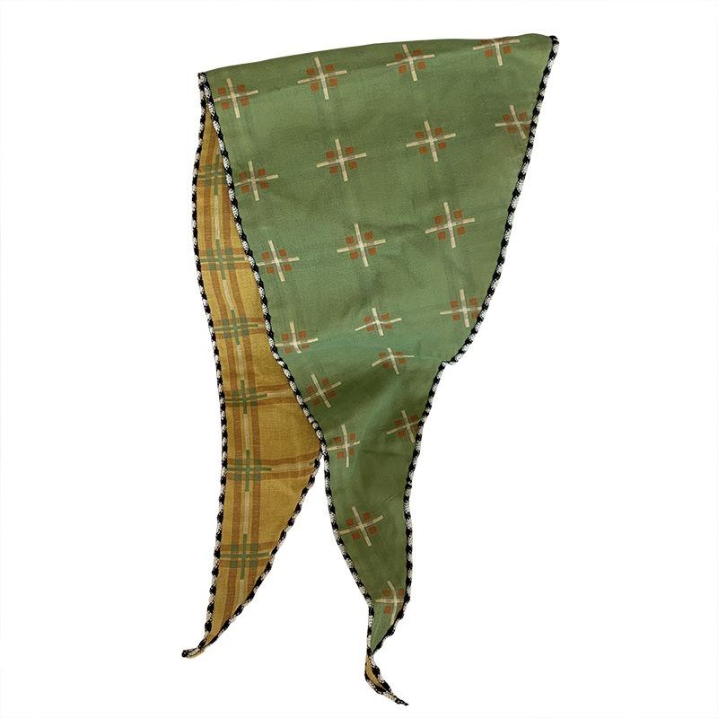 Headscarf women's idyllic summer new clear plaid triangle scarf scarf women's knitted headband silk scarf