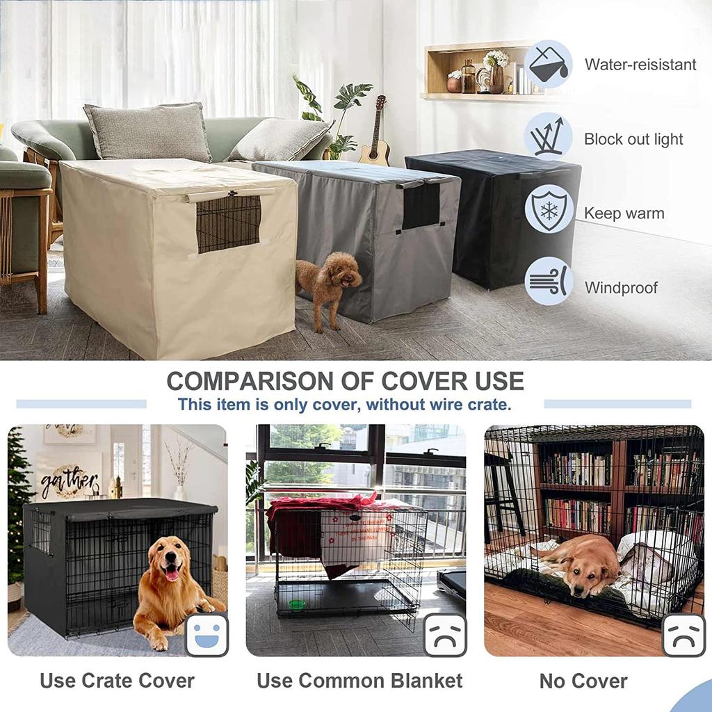 Pet Dog Kennel Cover 210D Oxford Dustproof Waterproof Durable Dog Cage Dust Cover  Outdoor Foldable Universal Dog Cage Accessory