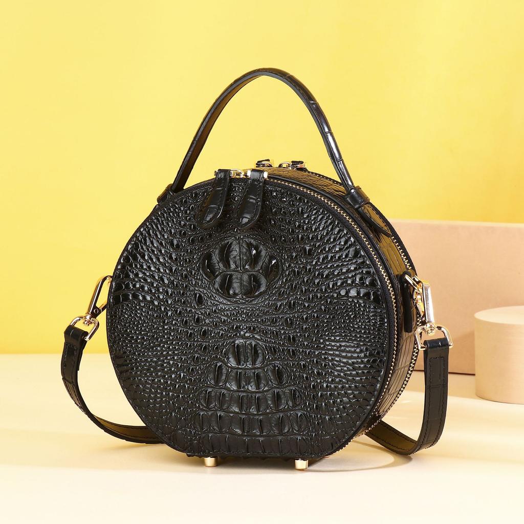 Damen-Tasche mit Krokodilmuster, Runde Kuchen-Tasche, Neue große Umhängetasche, Sommerliche Einzel-Schulter-Tasche, Tragbare Organiser-Tasche, Trendig