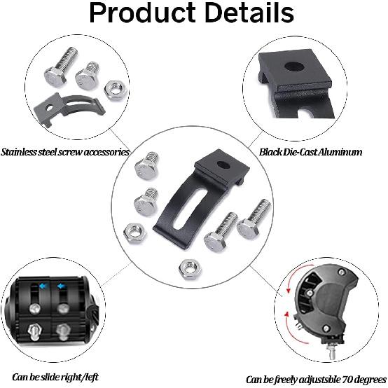 Base Mounting Bracket LED Light Bar Universal Slide Mounting Brackets 2PCS Adjustable Side Bracket Kit For Most Straight Lights Bar Work Lights Pod