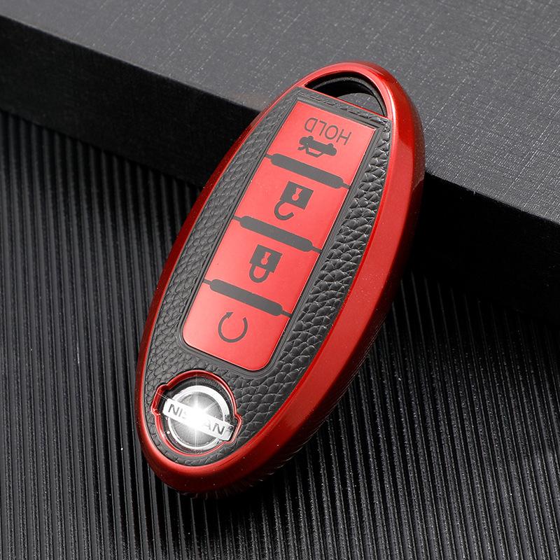 Leather Pattern Key Bag Is Suitable for 13-20 Nissan Teana Key Sets, and Nissan 12 Duke Car High-end Cases.