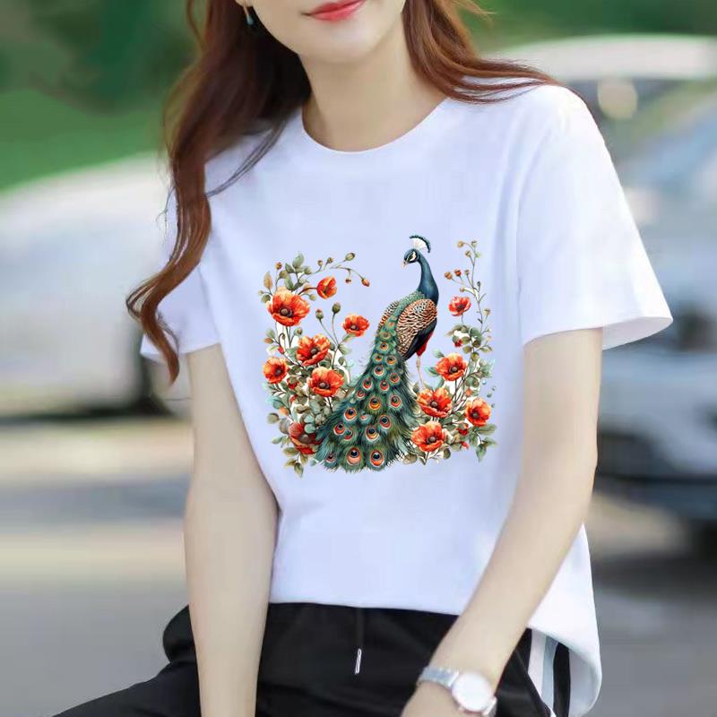 Bestseller Casual Base Layer Personalized Floral Womens Commuter Instagram Summer Printed Shortsleeved Roundneck Tshirt