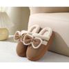 Autumn and Winter Step On Non-slip Cotton Indoor Bow Shit Outer Wear Home Cotton Couple Slippers Women's Plush Non-slip Warm