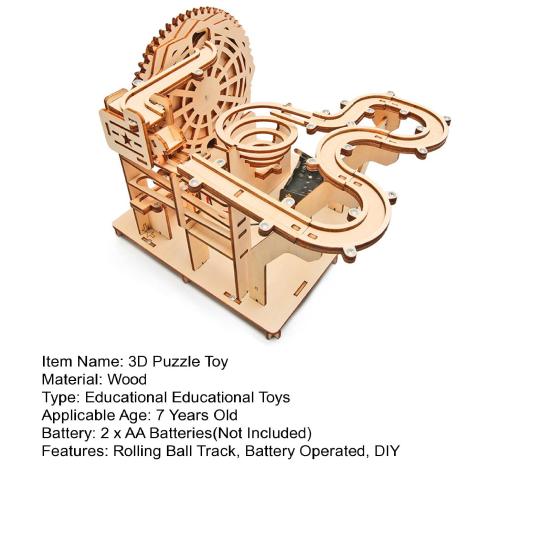 3D Wooden Track Battery Toy with Rolling Ball Puzzle Operated Electric Adults Kids DIY Handmade Puzzle STEM