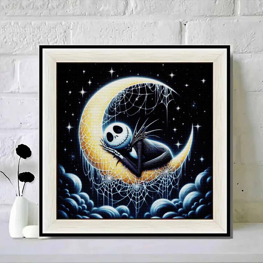 5D DIY Diamond Painting Decorative Skeleton and The Moon Full Round Drill Scenery Diamond Embroidery Cross Stitch Kits Home Decor Gift