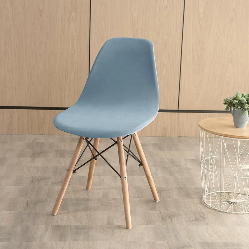 Velvet Shell Chair Cover Solid Color Stretch Armless Chair Covers Elastic Dining Seat Cover Home Hotel Party Banquet Wedding