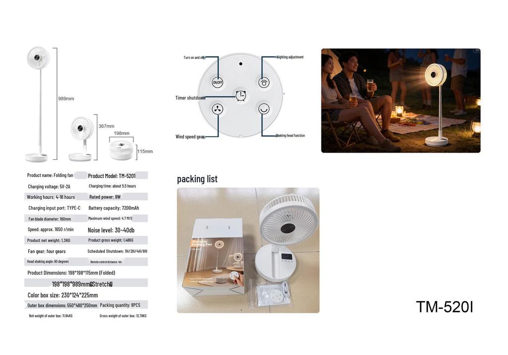 Folding Telescopic USB Charging Fan for Travel, Home, and Desktop Use
