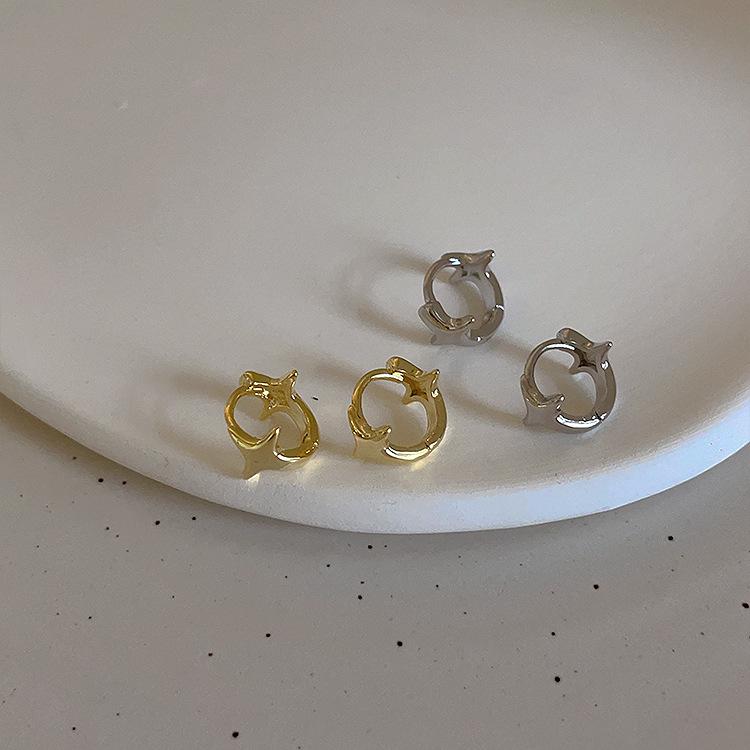 Korean Niche Starburst Metal Hoop & Stud Earrings for Women - Versatile Cold Style