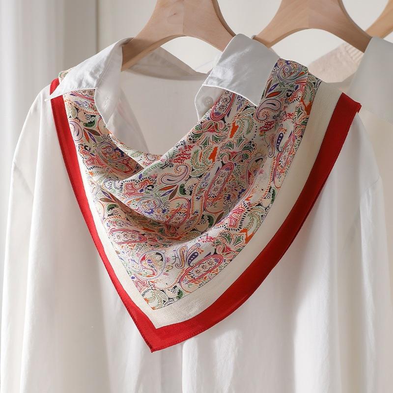 Spring 2026 New Exotic Cashew 100% Mulberry Silk Scarf Silk Double Crepe Silk Scarf Versatile Square Scarf 65*65cm