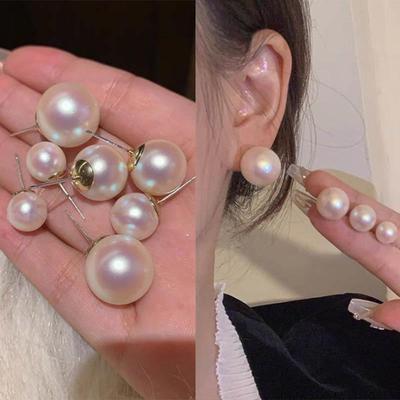 Pendientes de perlas Mantou con polvo de flor de cerezo Pendientes premium Pendientes versátiles coreanos