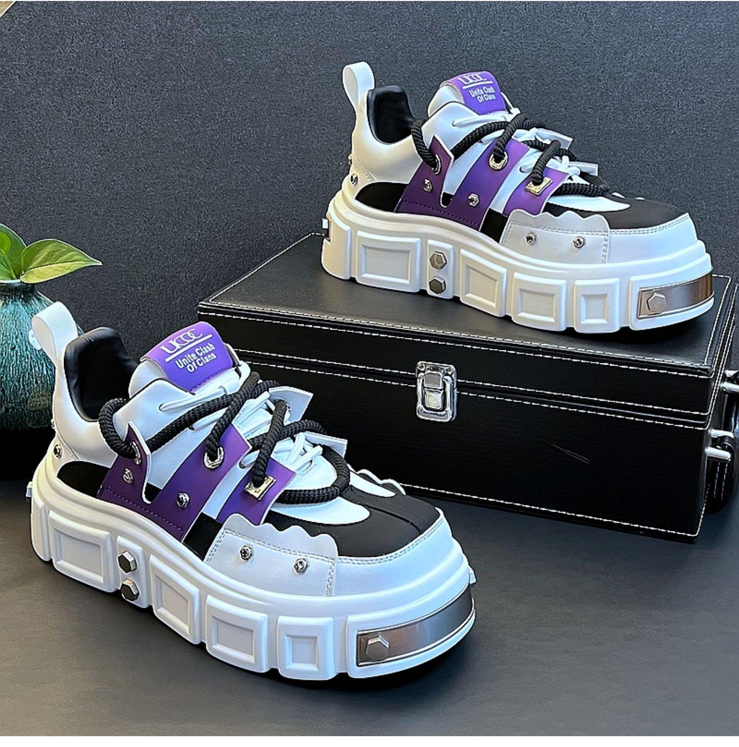 

Мода Мужская Мода Большая Голова Толстая Подошва Дерби Обувь Тренд Заклепки Универсальная Повседневная Обувь Панк Шнуровка Обувь для Скейтборда Zapatillas Hombre 44