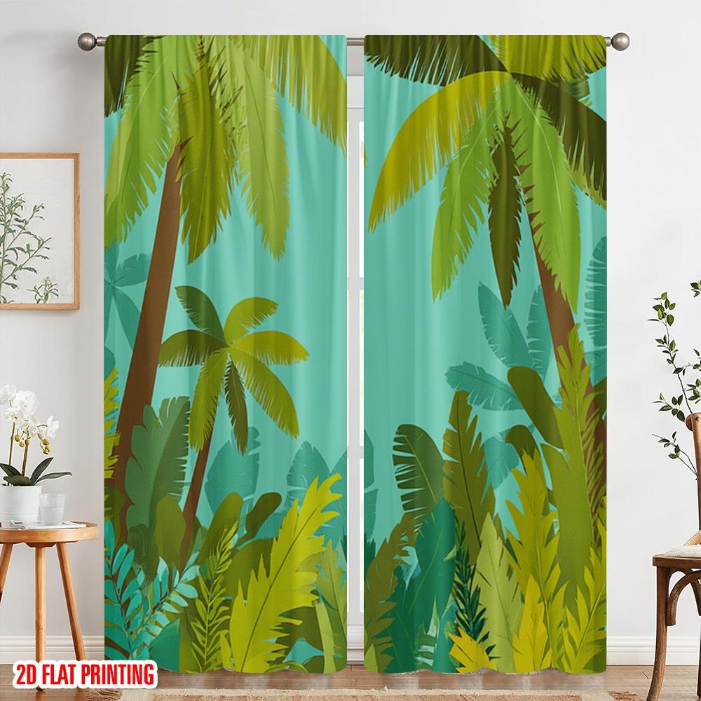 2pcs,2D Plane Printing Curtain Fabric Santa Claus with Luggage Swim Versatile Polyester Fabric (without Rod) Decorations Outdoor