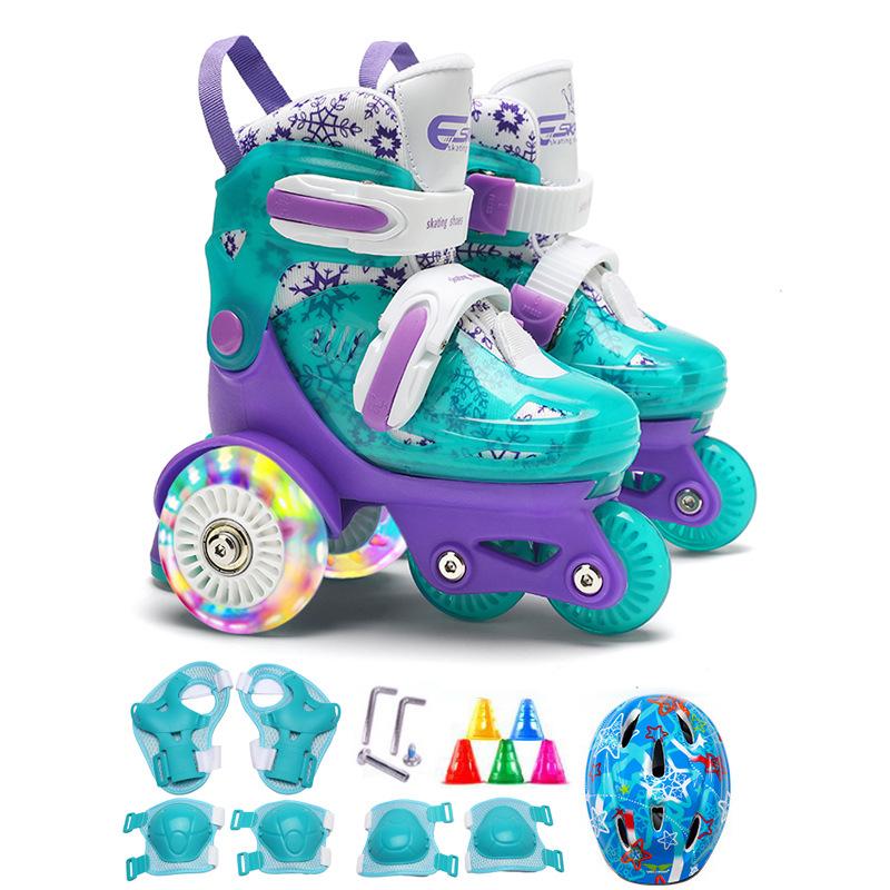 Custom Kids' Beginner Inline Roller Skates with Flashing Double Row Wheels
