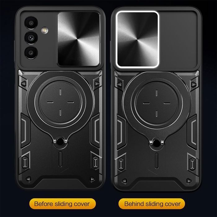 Coque de Protection - BOOLING - Samsung Galaxy A17 4G/5G - Noir - Anneau Pivotant - 2 Vitres Trempées