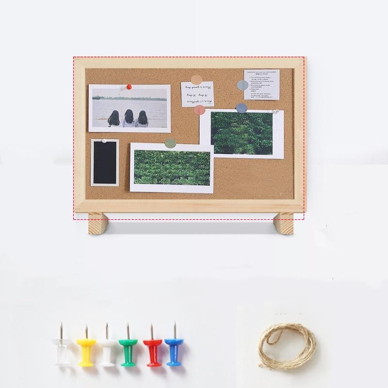 Desktop Cork Board Stand Rectangle Wood Frame Small Bulletin Board Vision Board