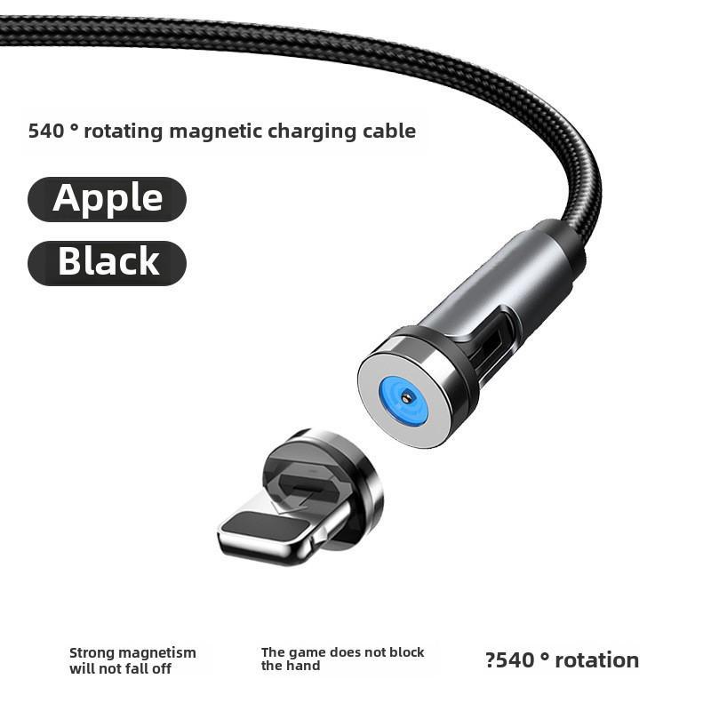 Magnetic 3-in-1 Rotating Type-C Charging and Data Cable with Elbow and Straight Bend