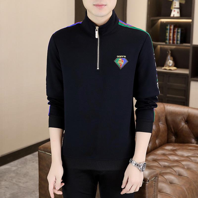 Men s Designer Stand Collar Fleece-Lined Long Sleeve Hoodie - Fashionable, Versatile, Trendy Luxury. 4XL