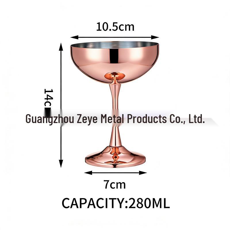 Creative High-Stemmed Stainless Steel Cocktail and Ice Cream Glass