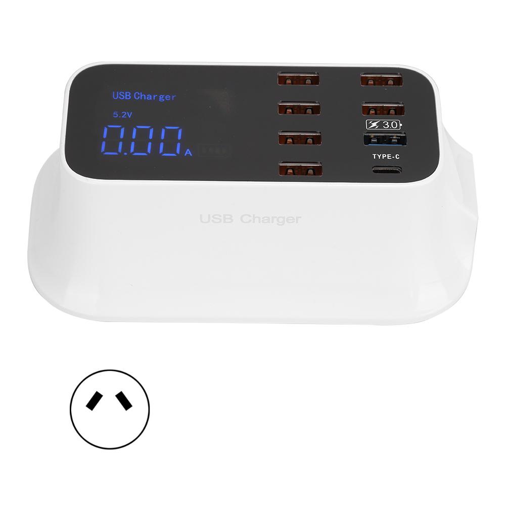 

8 Port USB Phone Charger with Type C Intelligent Digital Display for QC3.0 AU PLUG