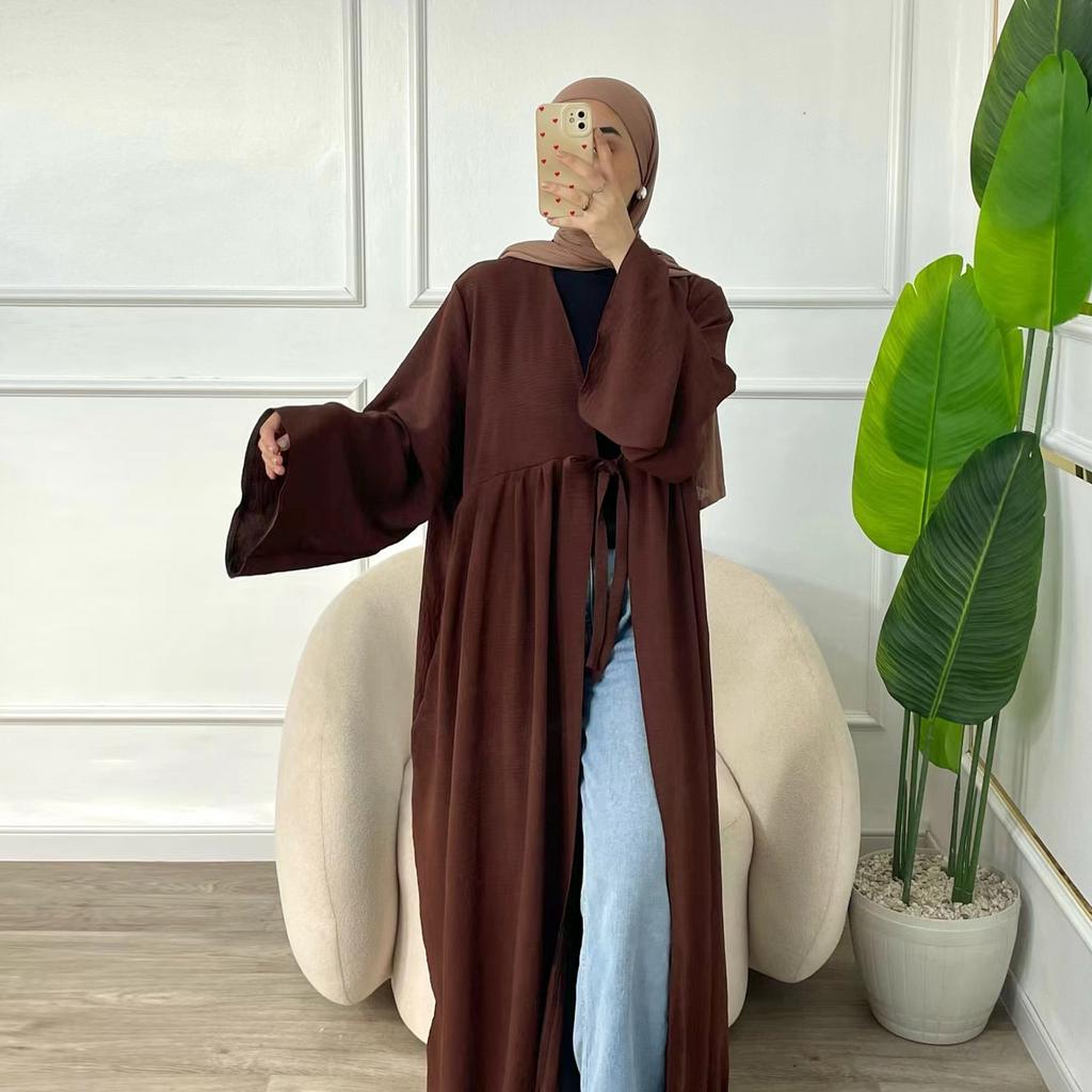 Women Loose Casual Lace-ups Cardigan Ramadan Robe Dubai Luxury Abayas For Women Femme