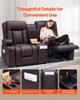 Loveseat Recliner Sofa, Manual Reclining Couch with Center Console, PU Faux Leather Recliner Sofa with USB Ports, Cup Holders and Storage Bags, Dual