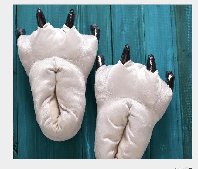 Unisex Dinosaur Claw Cotton Slippers: Cozy Autumn/Winter Velvet Heels, Large Sizes