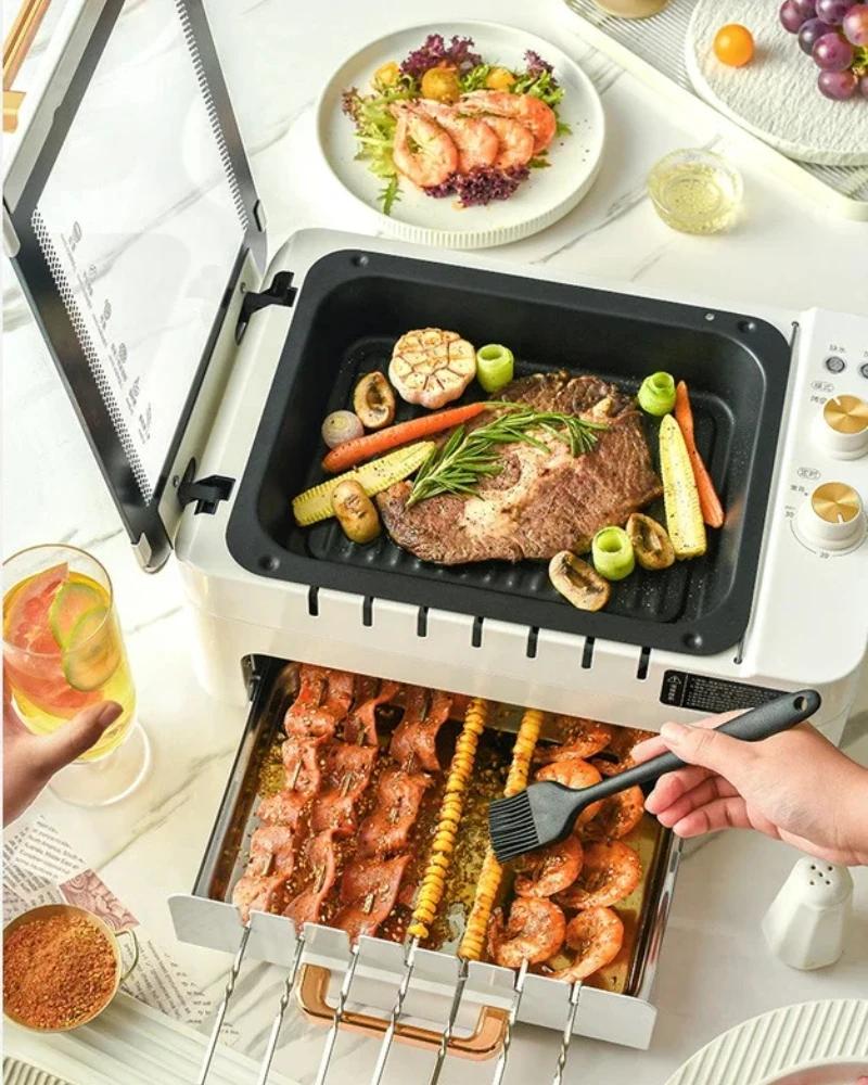 Griglia Barbecue a Spiedini per Casa Rotante Automatico Multifunzionale da Interno Griglia Elettrica a Fumo Leggero Macchina per Barbecue G-26