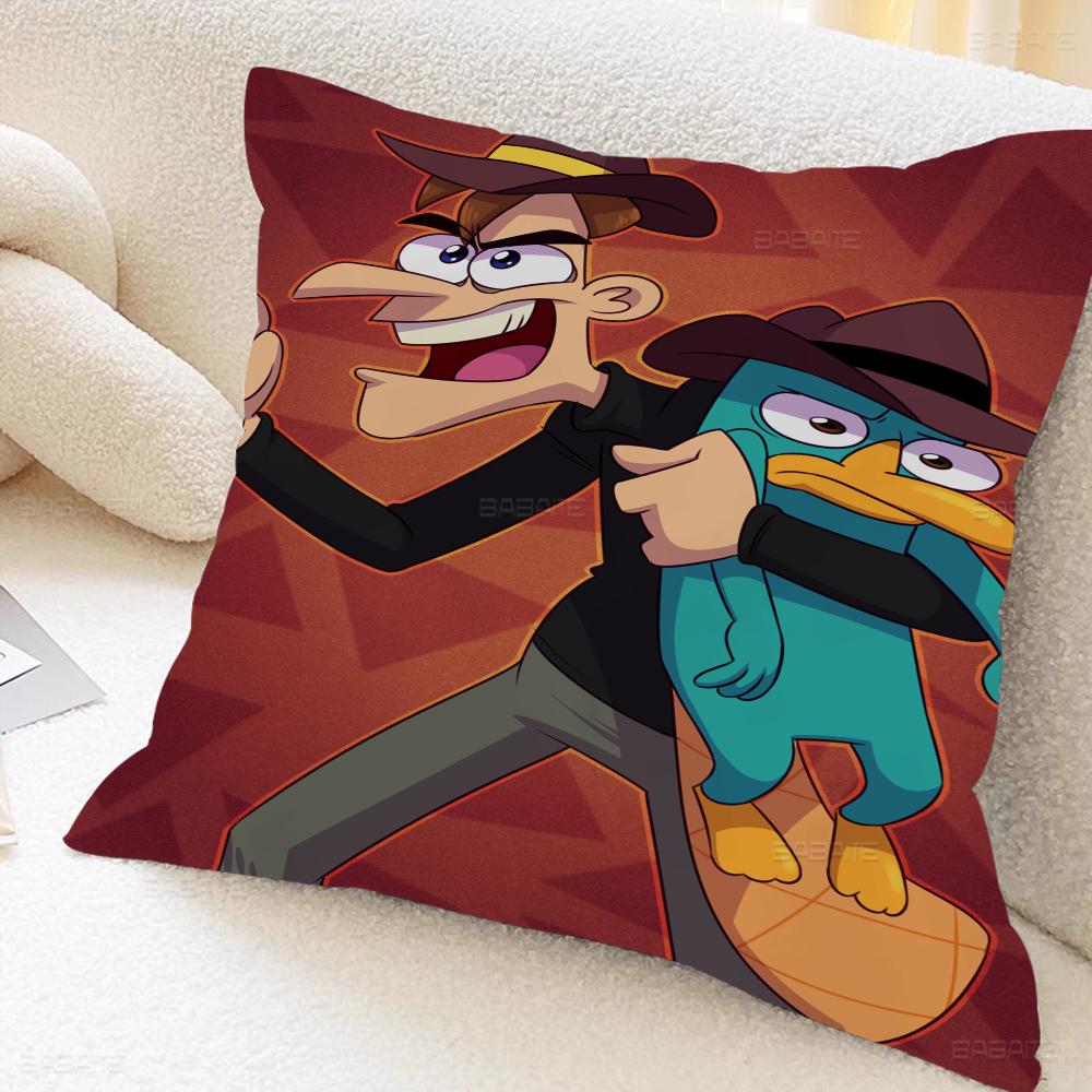 

P-phineas Cartoon F-ferbs Cushion Cover Inches Farmhouse Decor Home Throw Pillow Covers For Couch Decorations 24x24Inch