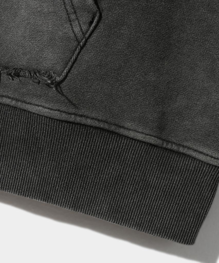 Dimitri Black Vlad Cutoff Applique Zip-Up Hoodie_Charcoal