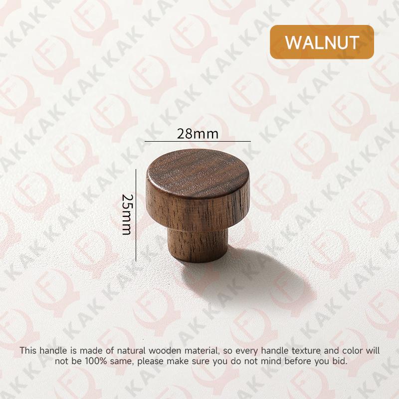 KAK Wooden Cabinet Knobs andl Handles Walnut Kitchen Cabinet Handle Pulls Beech Drawer Knobs Round Furniture Handle Hardware