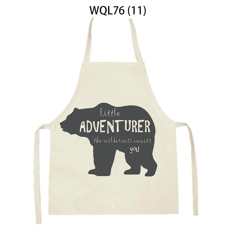 Kitchen Apron for Women Cartoon Animal Polar Bear Deer Printed Sleeveless Linen Aprons Home Cleaning Tools Cooking Baking Apron