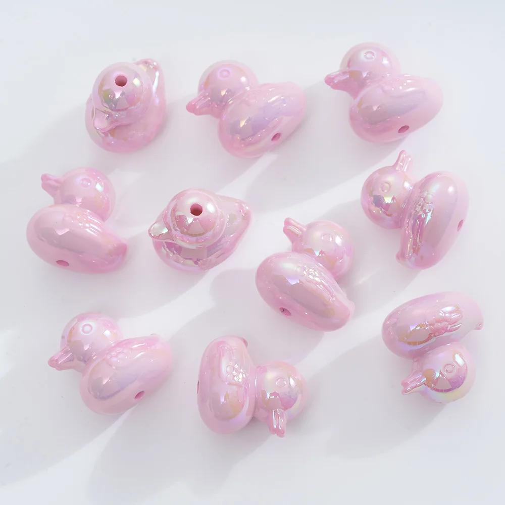 DW11 5pcs Personality Style Cartoon Cute Colorful 3D Duck Beads Cartoon Beads DIY Jewelry Diy Chain Bracelet Pendant Accessories