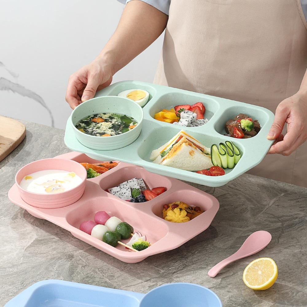 with Bowl and Tableware Fat-Loss Meal Plate Microwave-safe Divided Food Plate Canteen