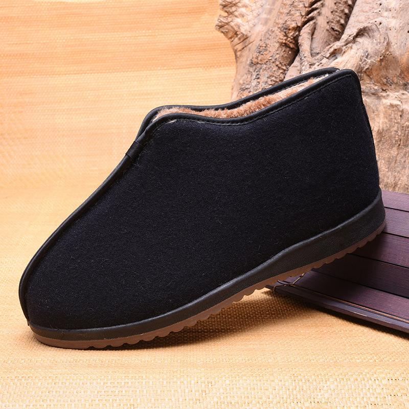 Old Beijing Cloth Shoes Winter Men's Cotton Shoes Velvet Casual Cotton Boots Warm Feet Old Man Shoes Dad Shoes